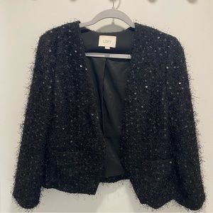 Loft Black Sequin Frilly Jacket